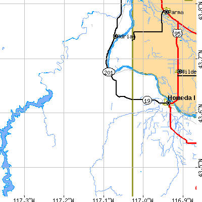 Zip code 97901 close-up map