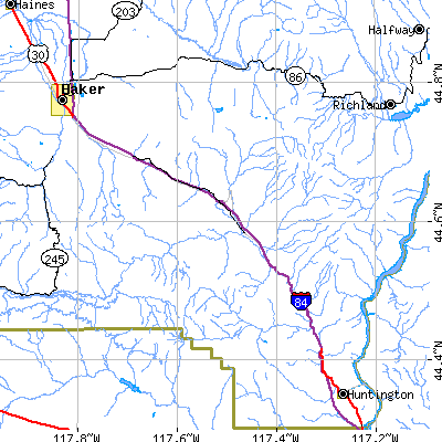 Zip code 97905 close-up map