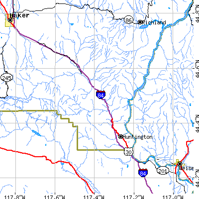 Zip code 97907 close-up map
