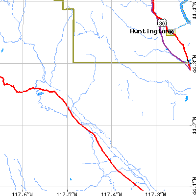 Zip code 97909 close-up map