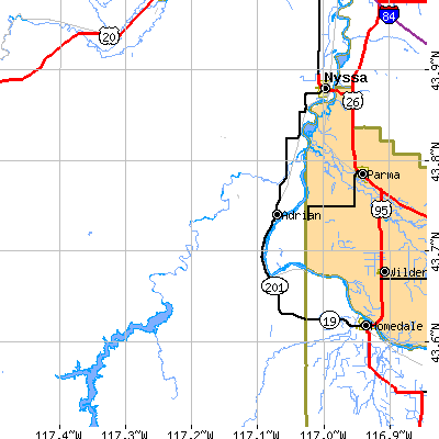 Zip code 97913 close-up map