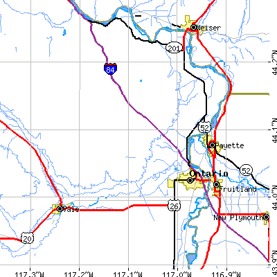 Zip code 97914 close-up map