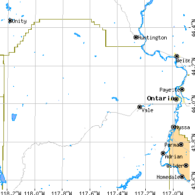 Zip code 97918 close-up map