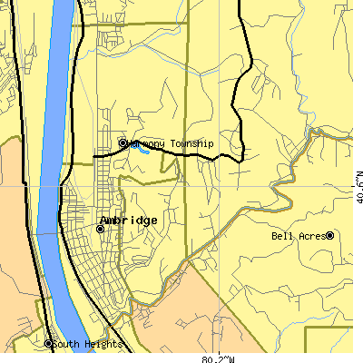 Zip code 15003 close-up map