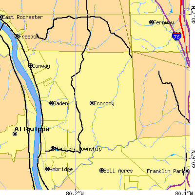 Zip code 15005 close-up map