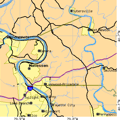 Zip code 15012 close-up map