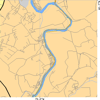 Zip code 15018 close-up map
