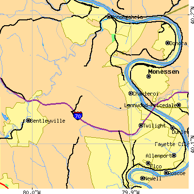 Zip code 15022 close-up map