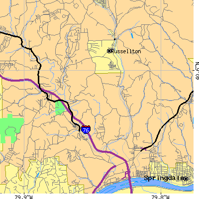 Zip code 15024 close-up map
