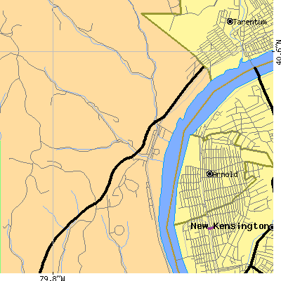 Zip code 15030 close-up map