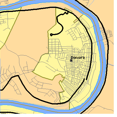 Zip code 15033 close-up map