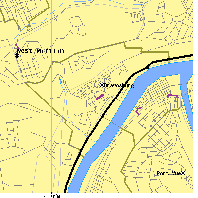 Zip code 15034 close-up map