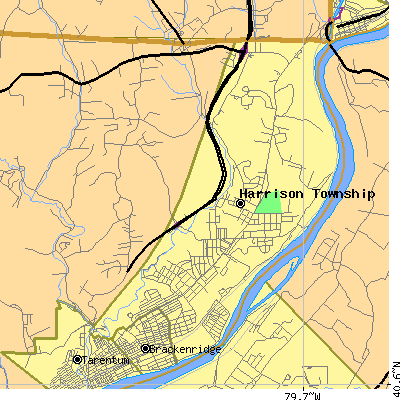 Zip code 15065 close-up map