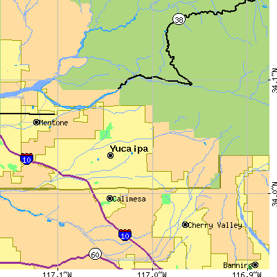 Zip code 92399 close-up map