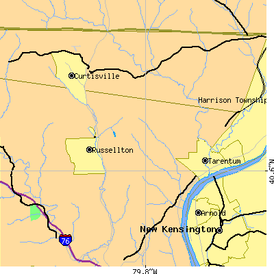 Zip code 15084 close-up map