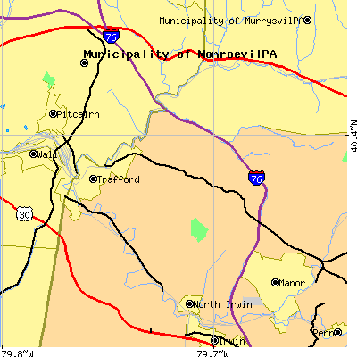 Zip code 15085 close-up map
