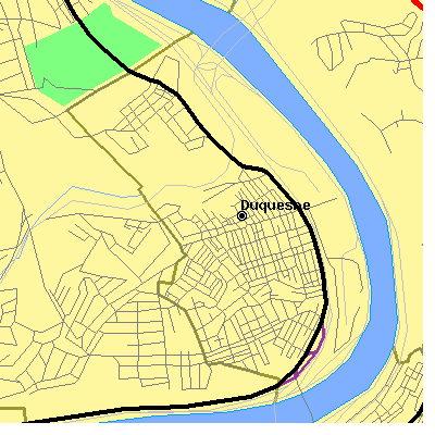 Zip code 15110 close-up map