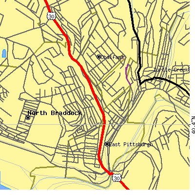 Zip code 15112 close-up map