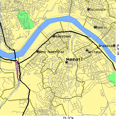 Zip code 15120 close-up map