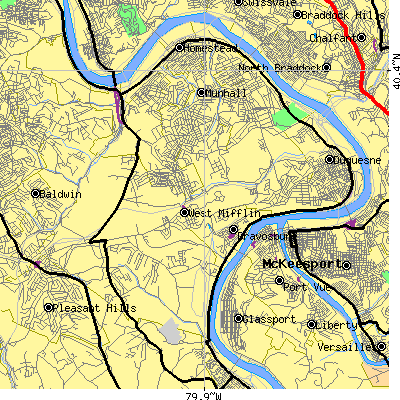 Zip code 15122 close-up map