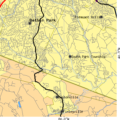Zip code 15129 close-up map