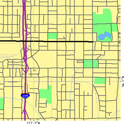 Zip code 92401 close-up map