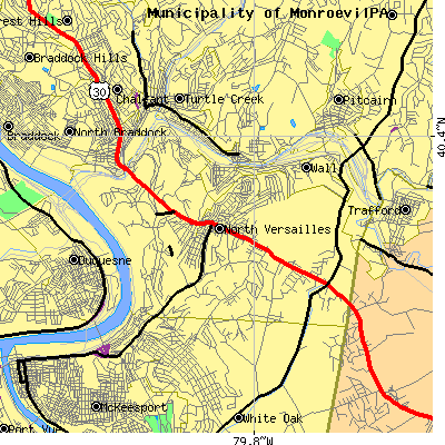 Zip code 15137 close-up map