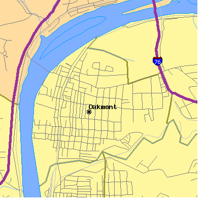Zip code 15139 close-up map