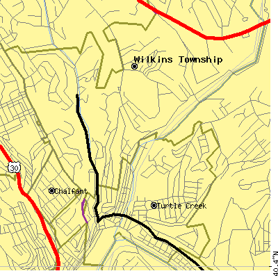 Zip code 15145 close-up map