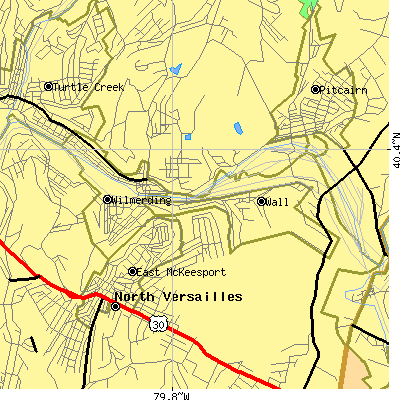 Zip code 15148 close-up map