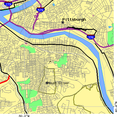 Zip code 15203 close-up map