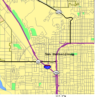 Zip code 92405 close-up map