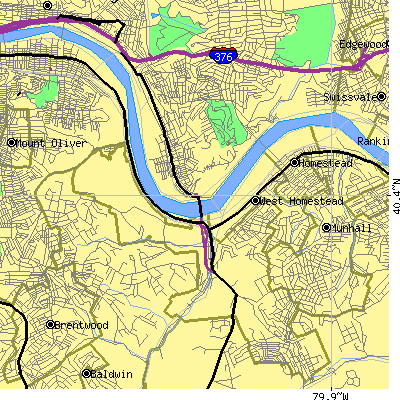 Zip code 15207 close-up map