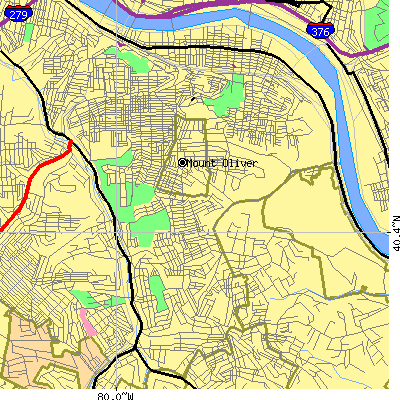Zip code 15210 close-up map