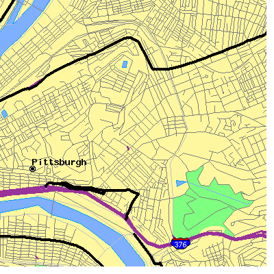 Zip code 15213 close-up map