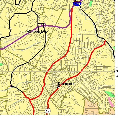 Zip code 15216 close-up map