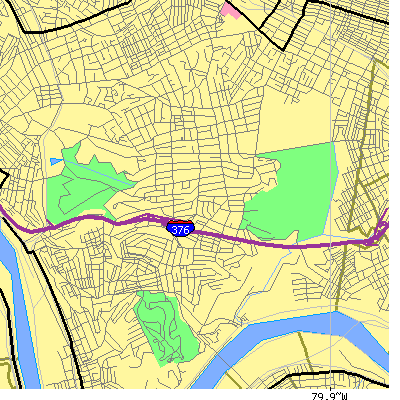 Zip code 15217 close-up map