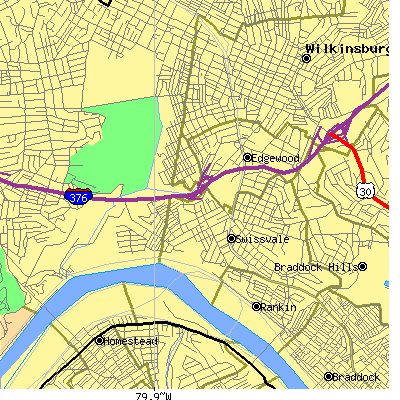 Zip code 15218 close-up map