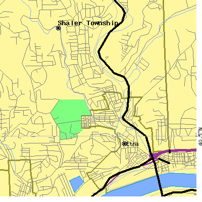 Zip code 15223 close-up map