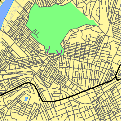 Zip code 15224 close-up map