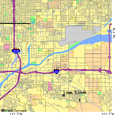 Zip code 92408 close-up map
