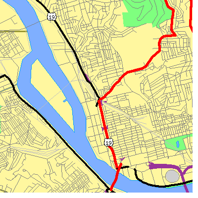 Zip code 15233 close-up map
