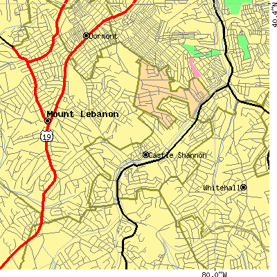 Zip code 15234 close-up map