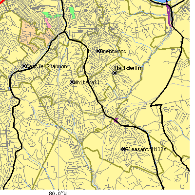 Zip code 15236 close-up map
