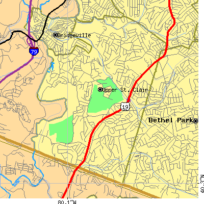 Zip code 15241 close-up map