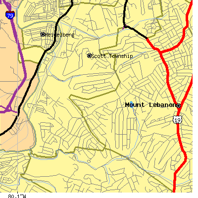 Zip code 15243 close-up map