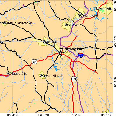 Zip code 15301 close-up map
