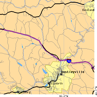 Zip code 15314 close-up map