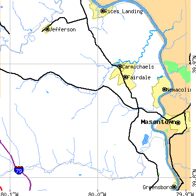 Zip code 15320 close-up map