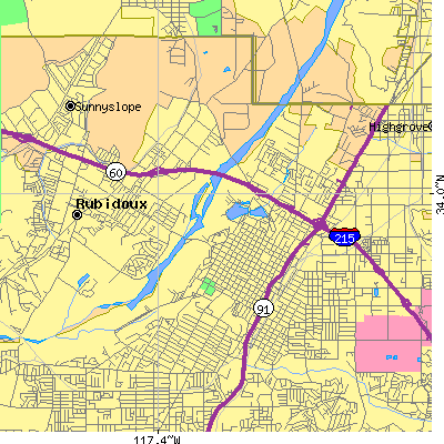 Zip code 92501 close-up map